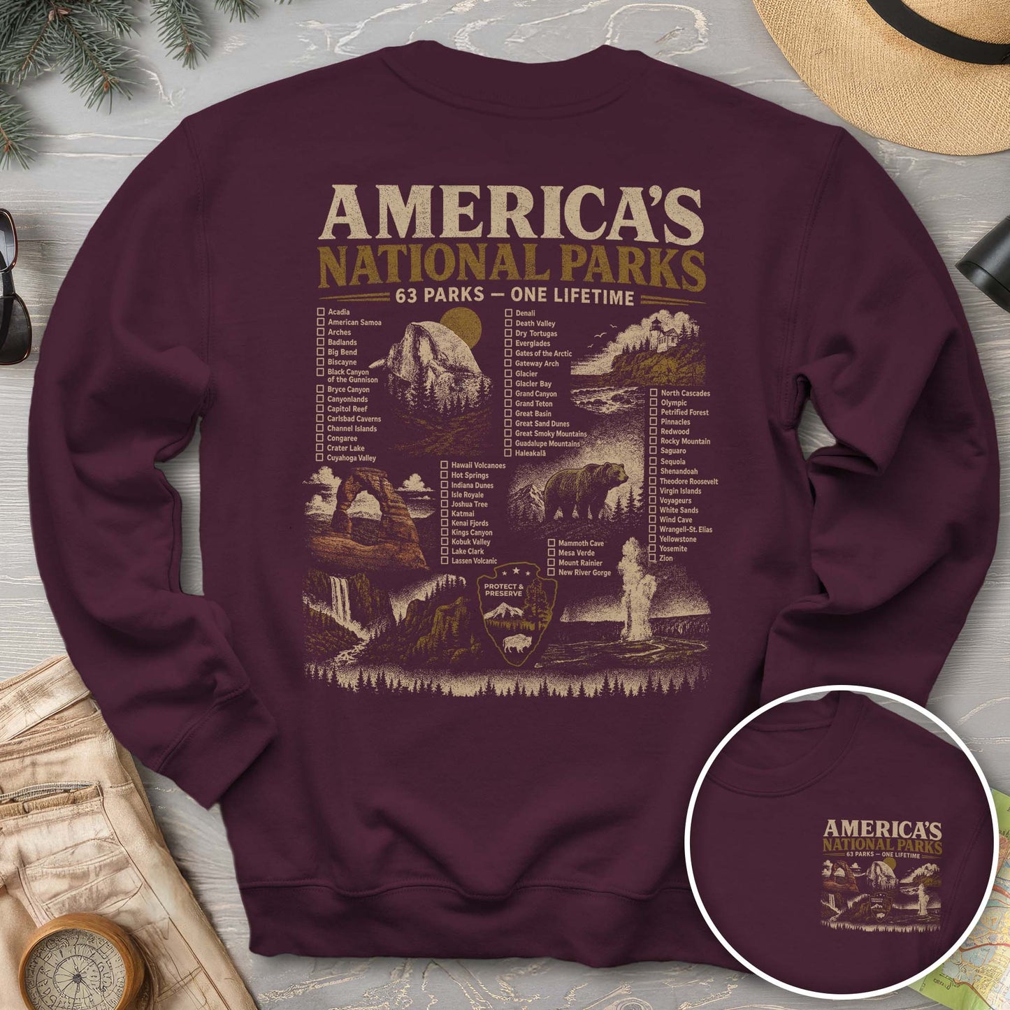 Vintage Parks Checklist Front/Back Print Sweatshirt