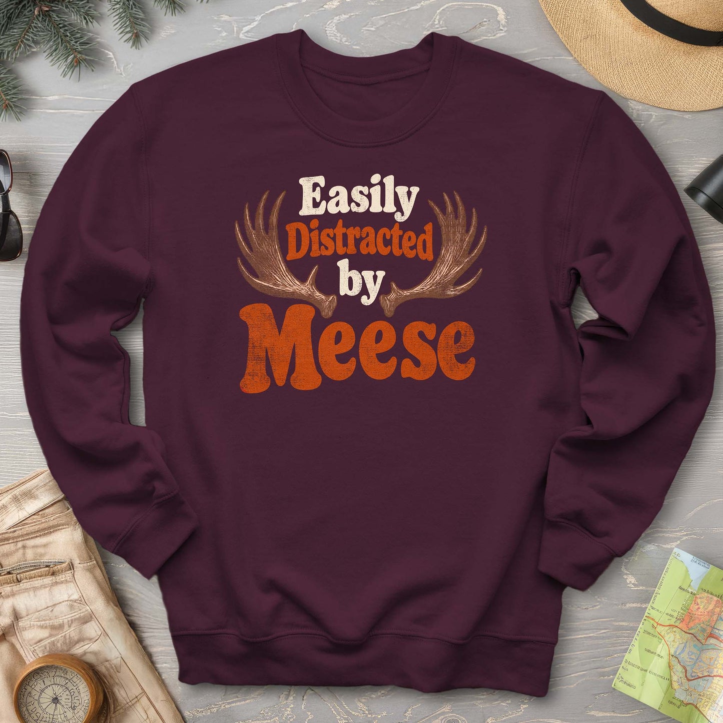 Distracted By Meese Antlers Sweatshirt