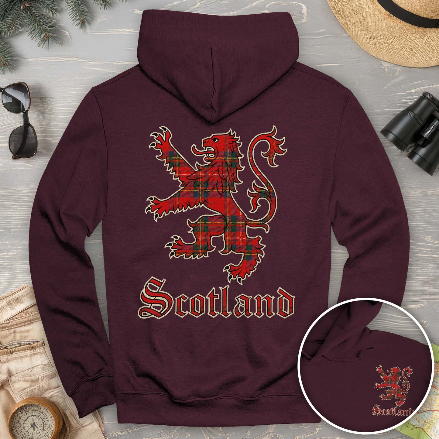 Scotland Tartan Lion Front/Back Print Hoodie