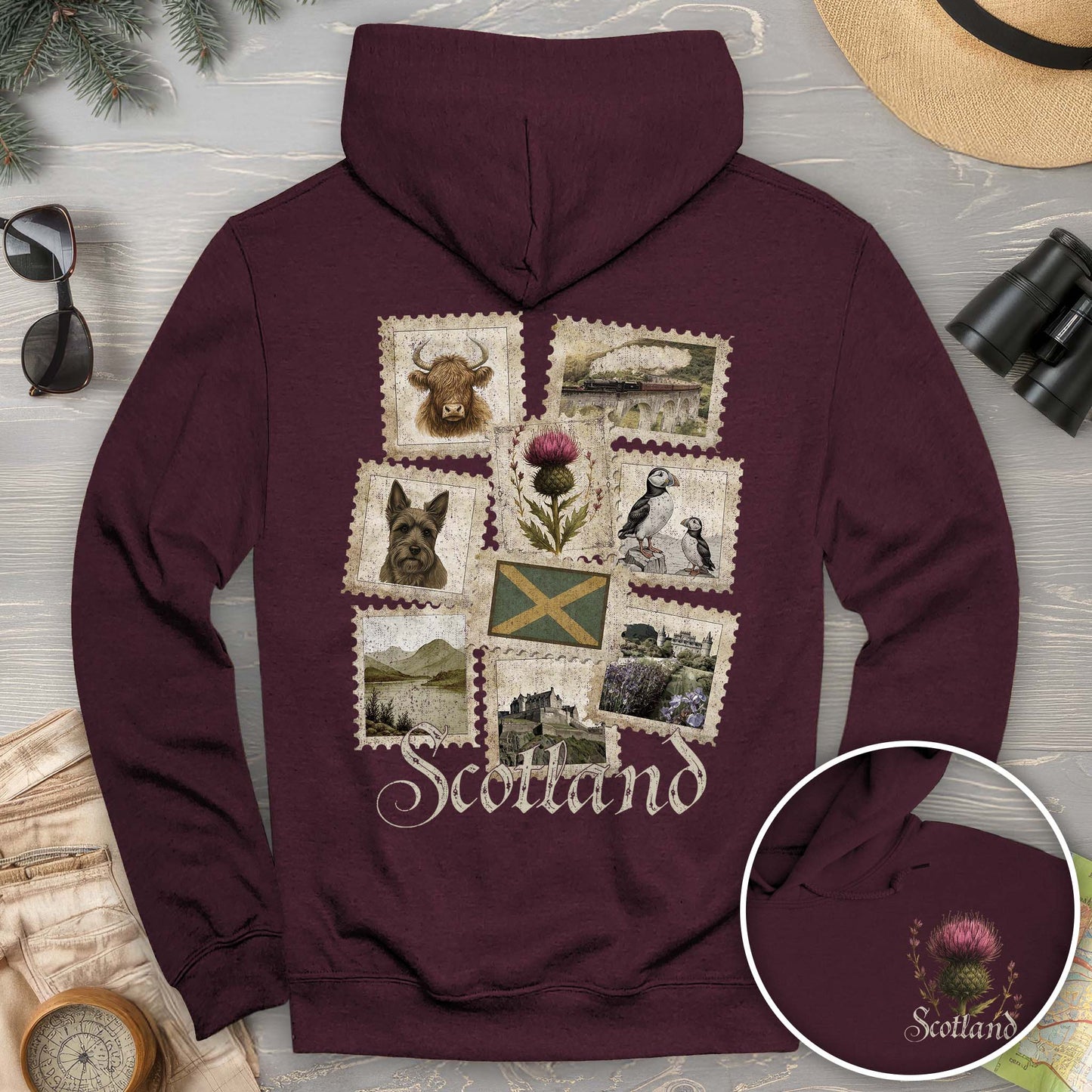 Scotland Vintage Stamps Hoodie
