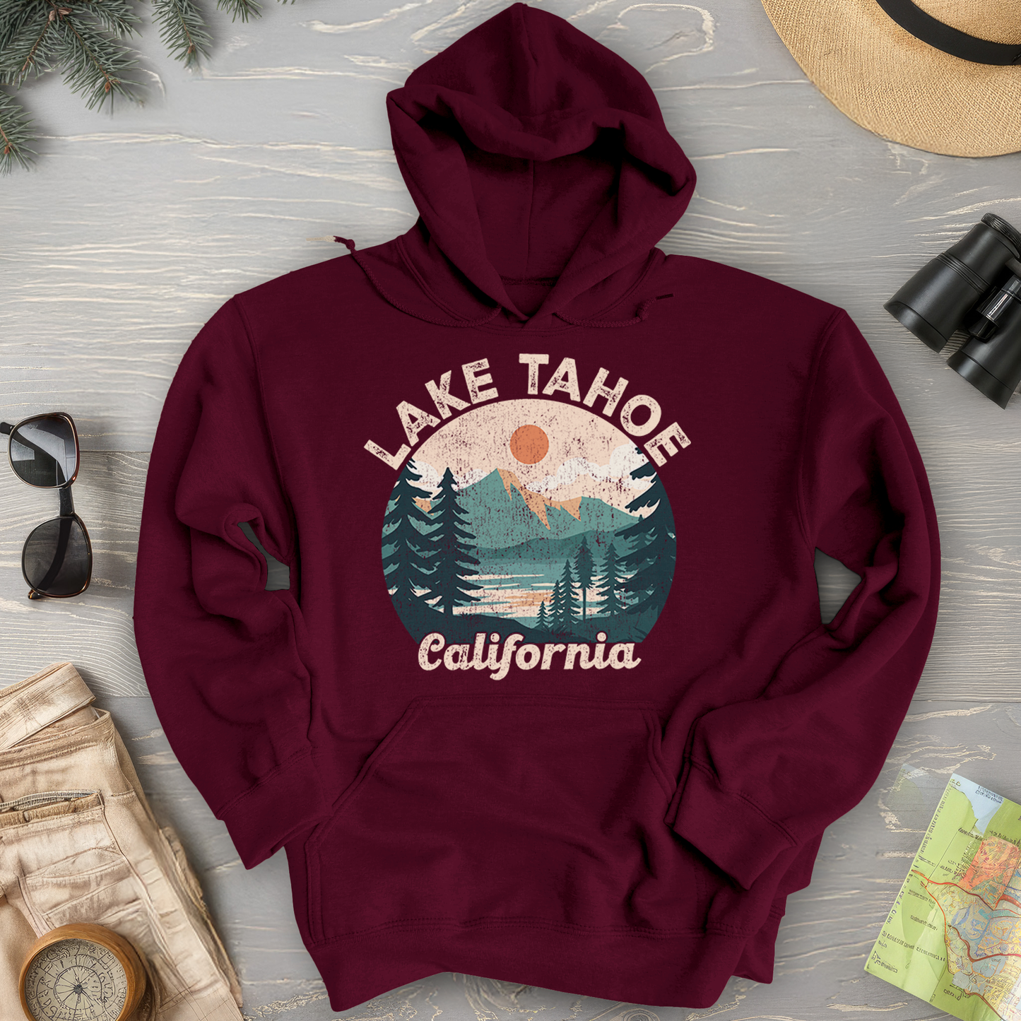 Lake Tahoe California Circle Hoodie