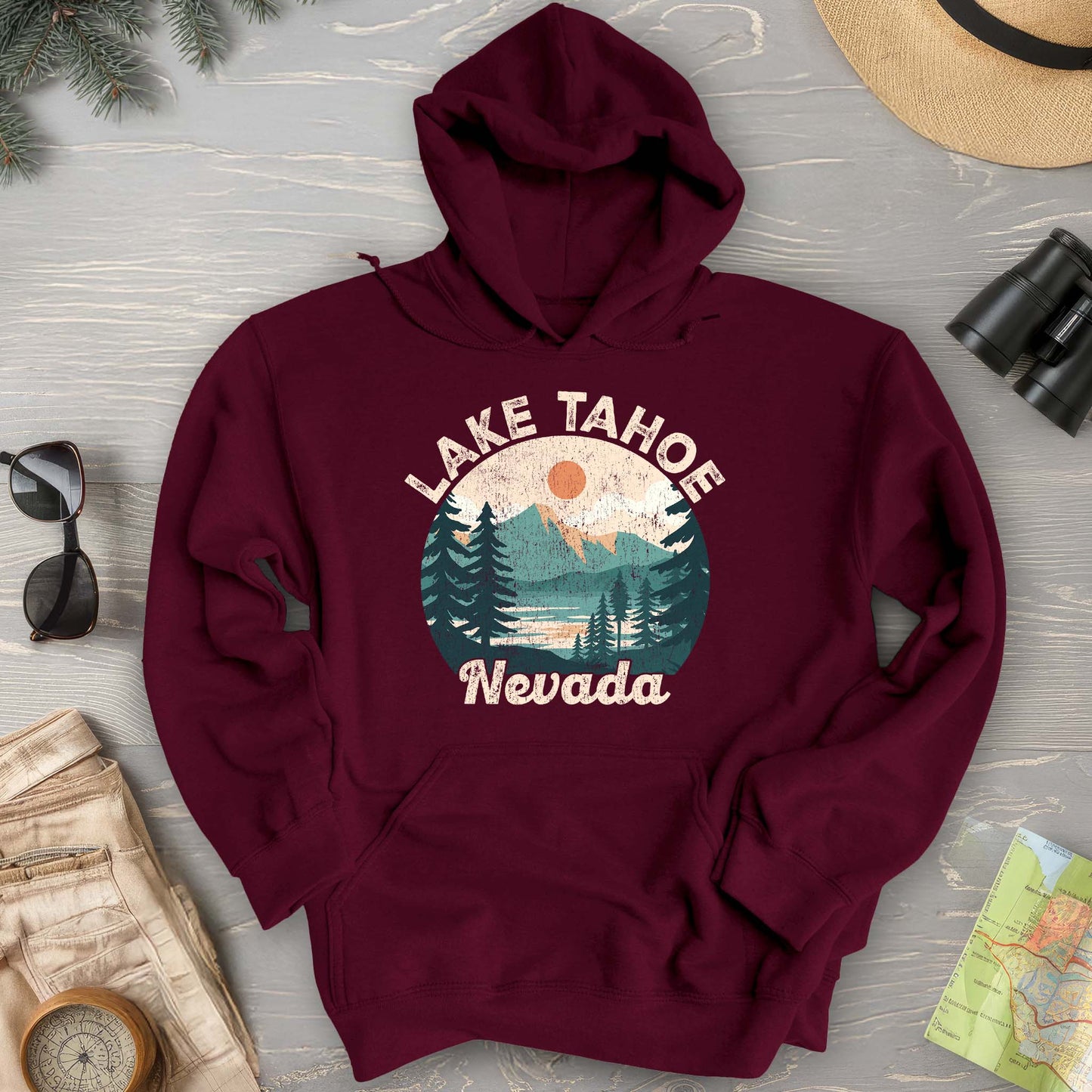 Lake Tahoe Nevada Vintage Circle Hoodie
