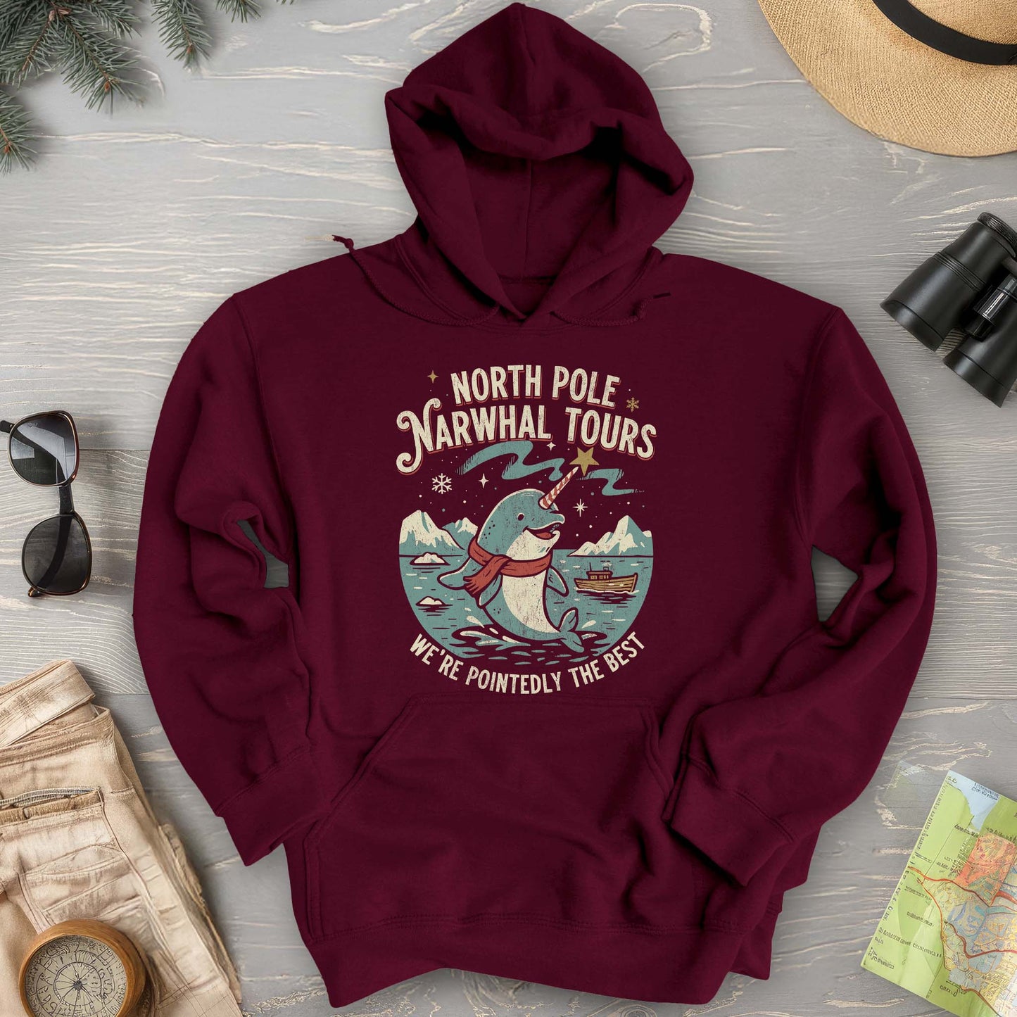 North Pole Narwhal Tours Hoodie