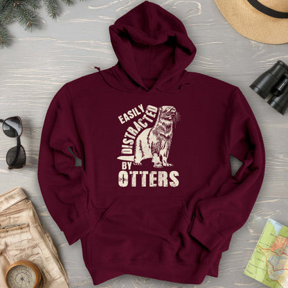 Easily Distracted By Otters Vintage Print Hoodie