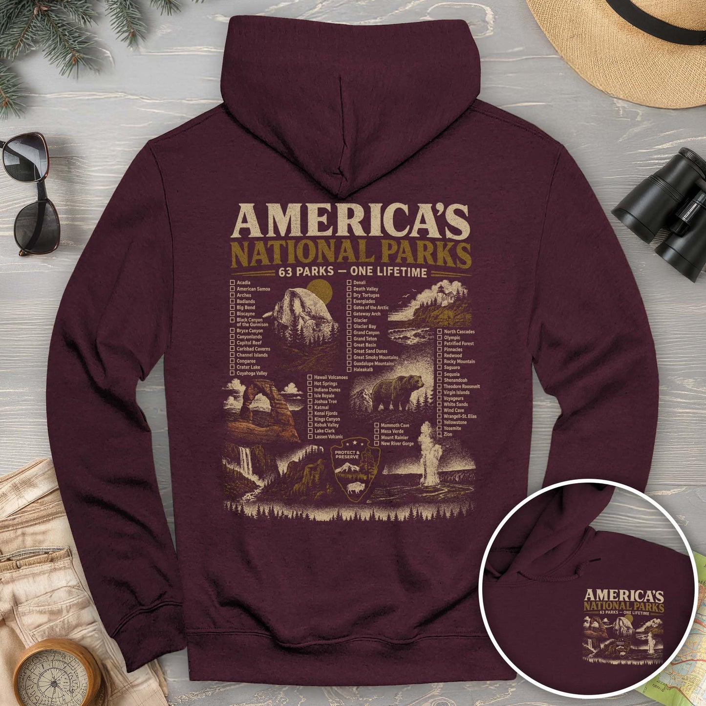Vintage Parks Checklist Front/Back Print Hoodie