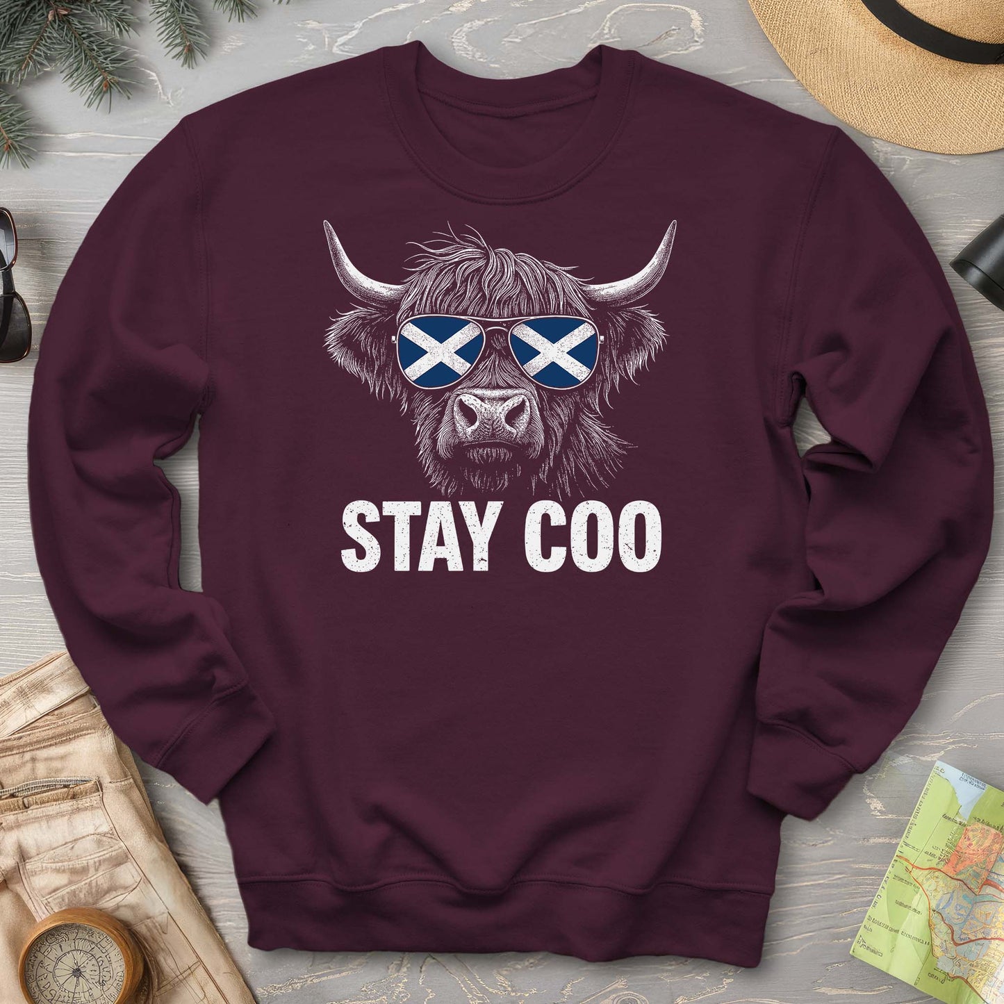 Stay Coo Highland Cow "Sunglasses" Sweatshirt