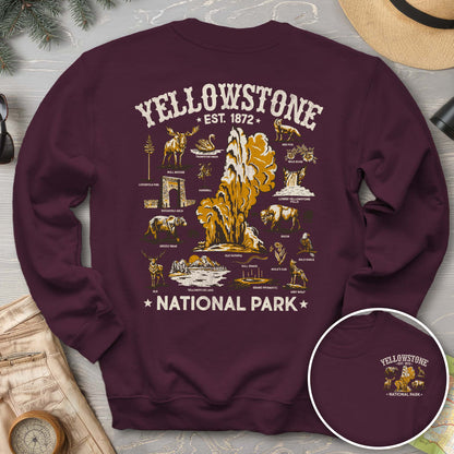 Yellowstone National Park Vintage Front/Back Print Sweatshirt