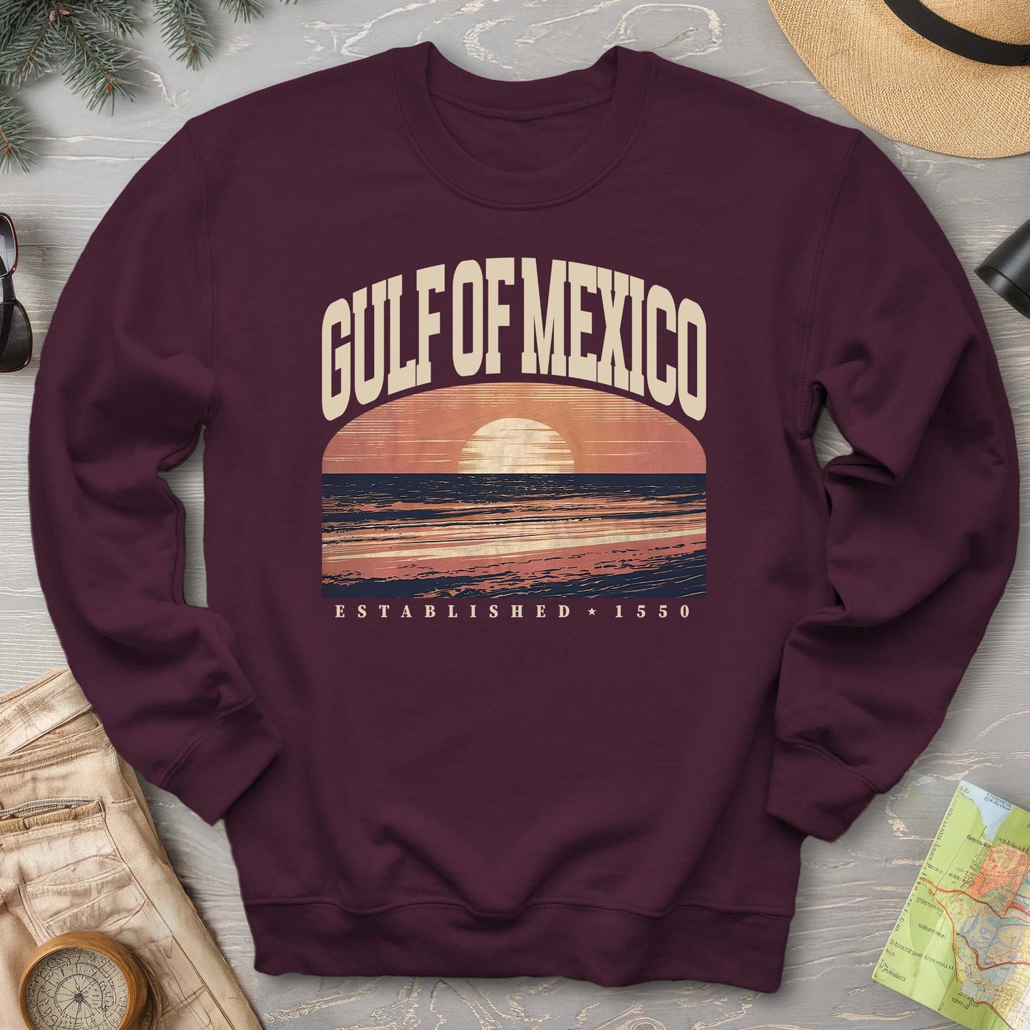 Bargain Bin Overstock! Gulf of Mexico Varsity Sunset Sweatshirt