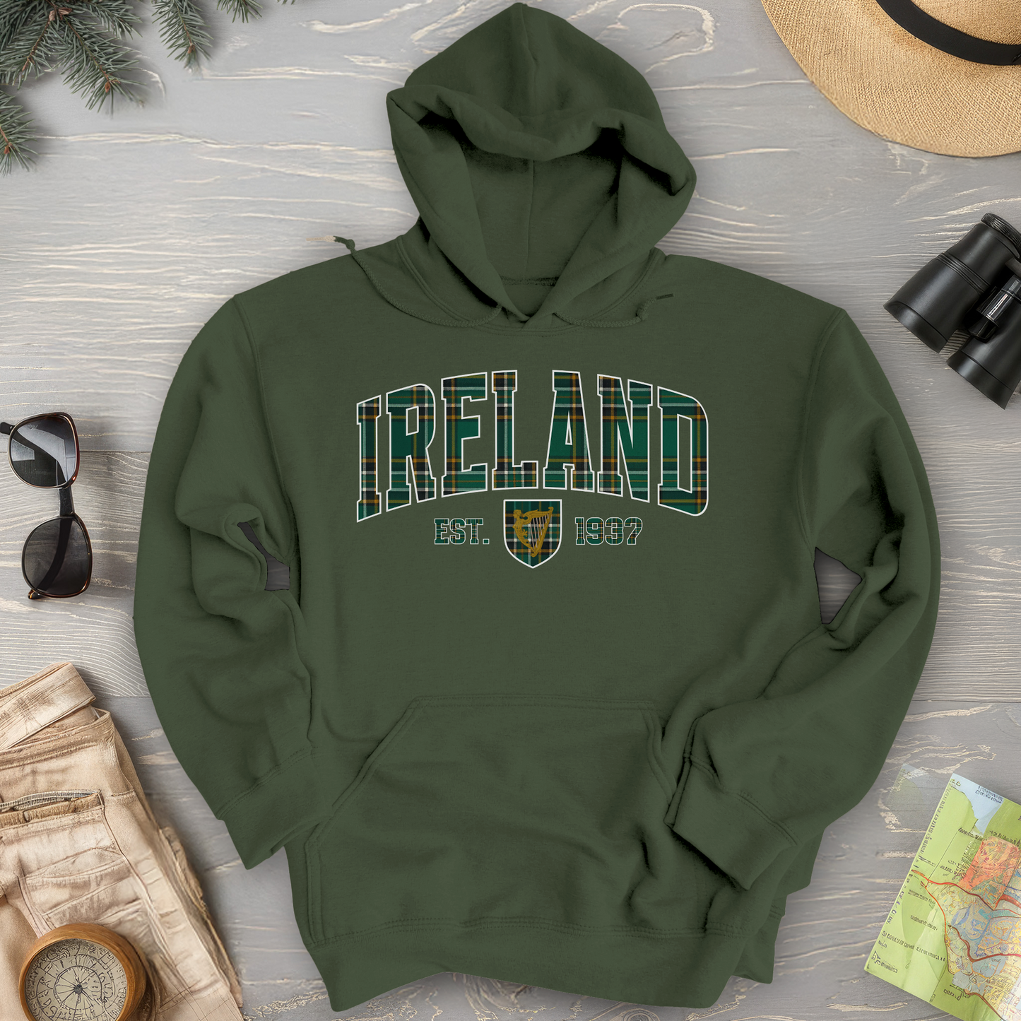 Ireland Tartan Varsity Hoodie