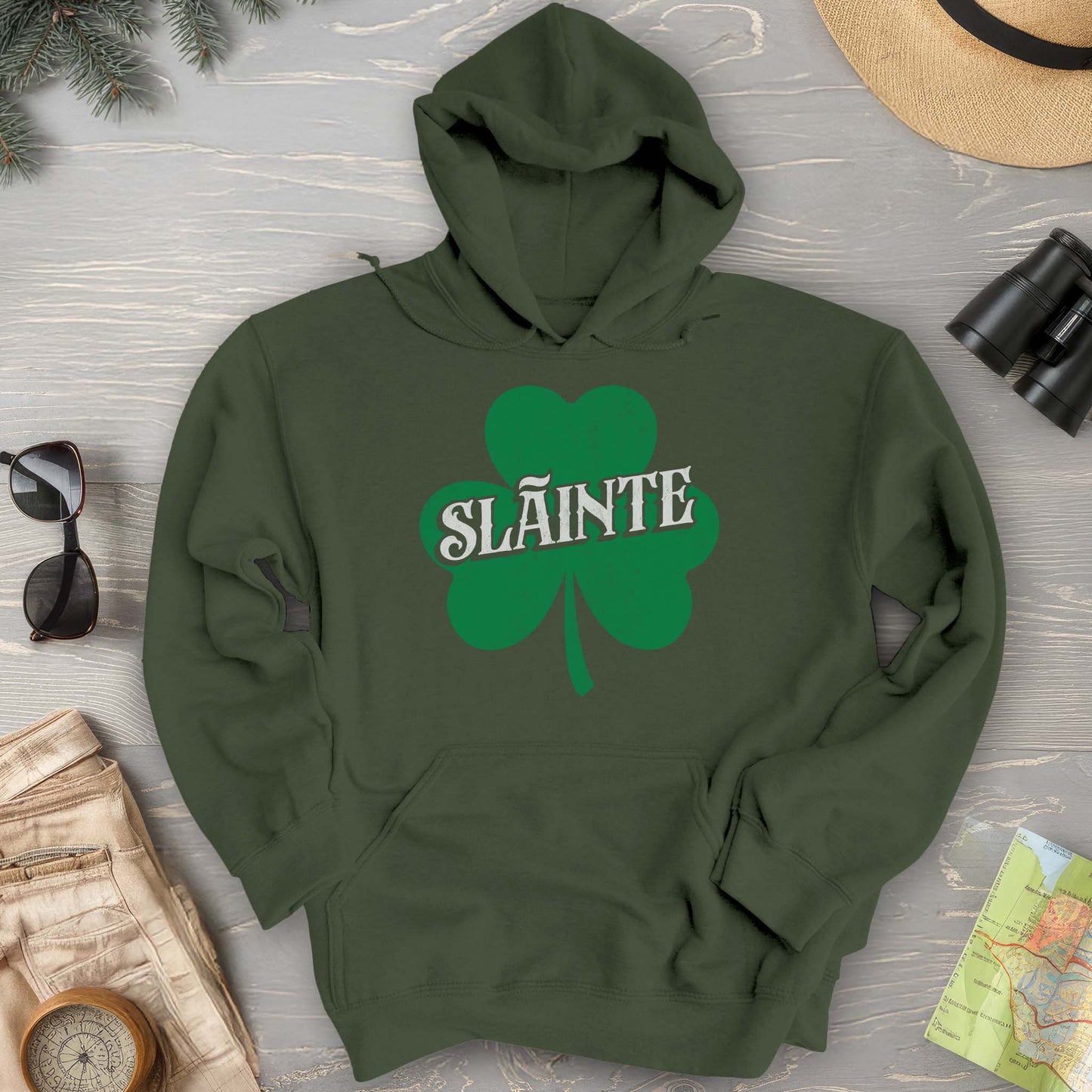 Sláinte Vintage Textured Shamrock Hoodie