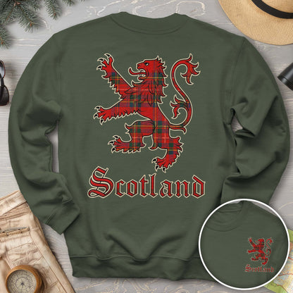 Scotland Tartan Lion Front/Back Print Sweatshirt