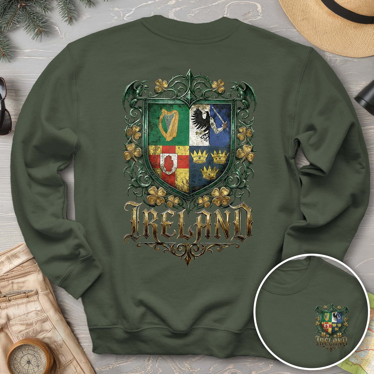 Irish Gothic Arms Front/Back Print Sweatshirt