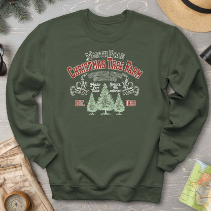 North Pole Christmas Tree Farm Vintage Print Sweatshirt