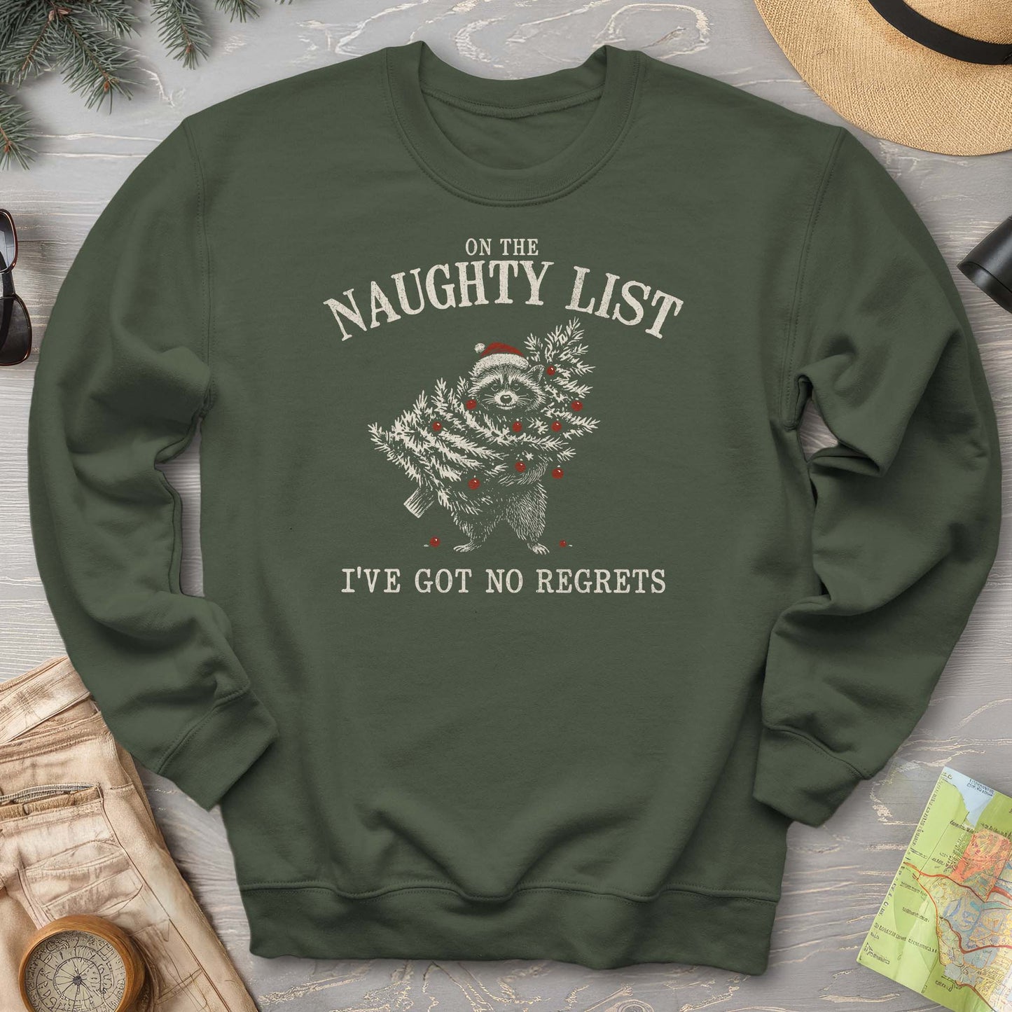 Naughty List Racoon Xmas Sweatshirt
