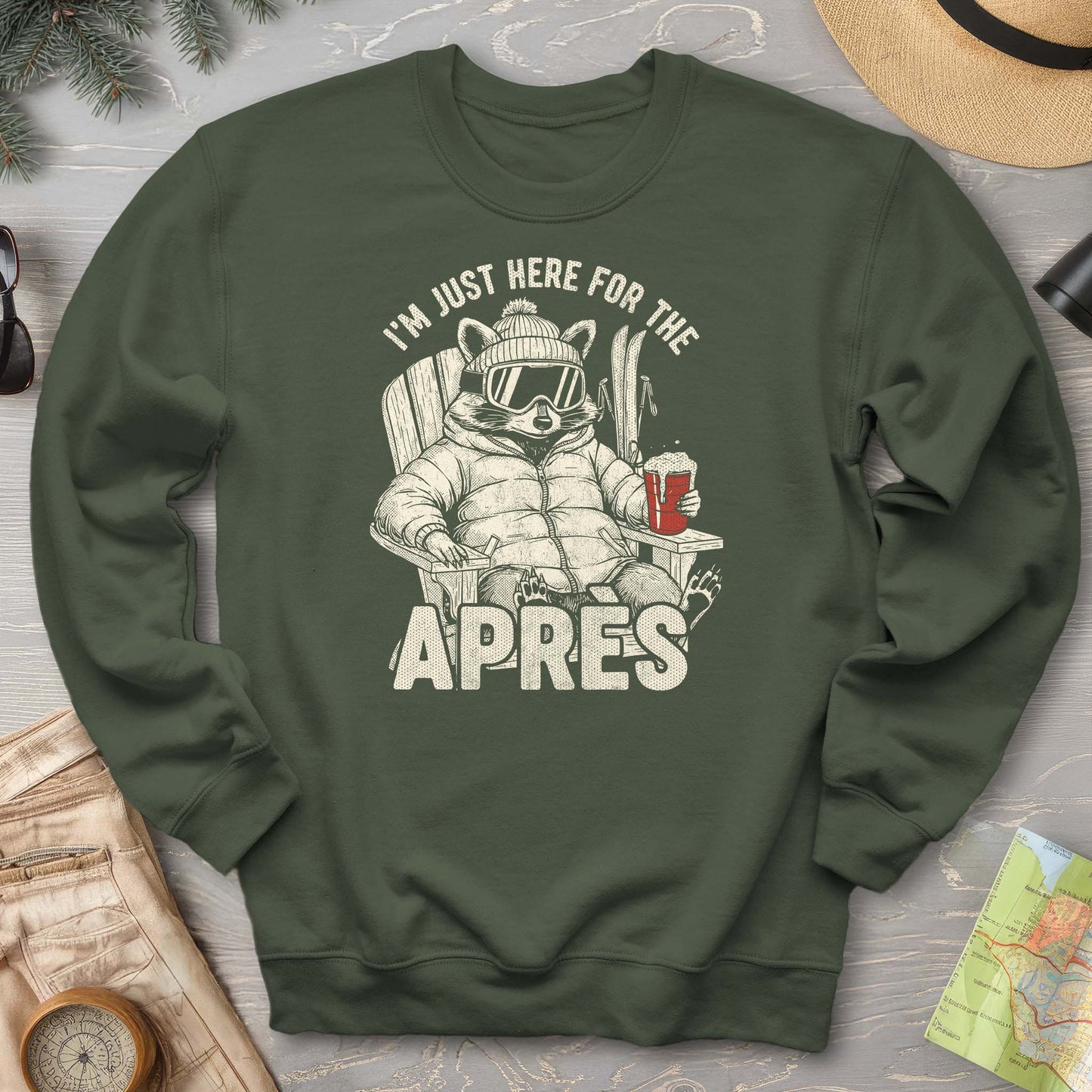 Just Here for the Apres "Raccoon" Sweatshirt