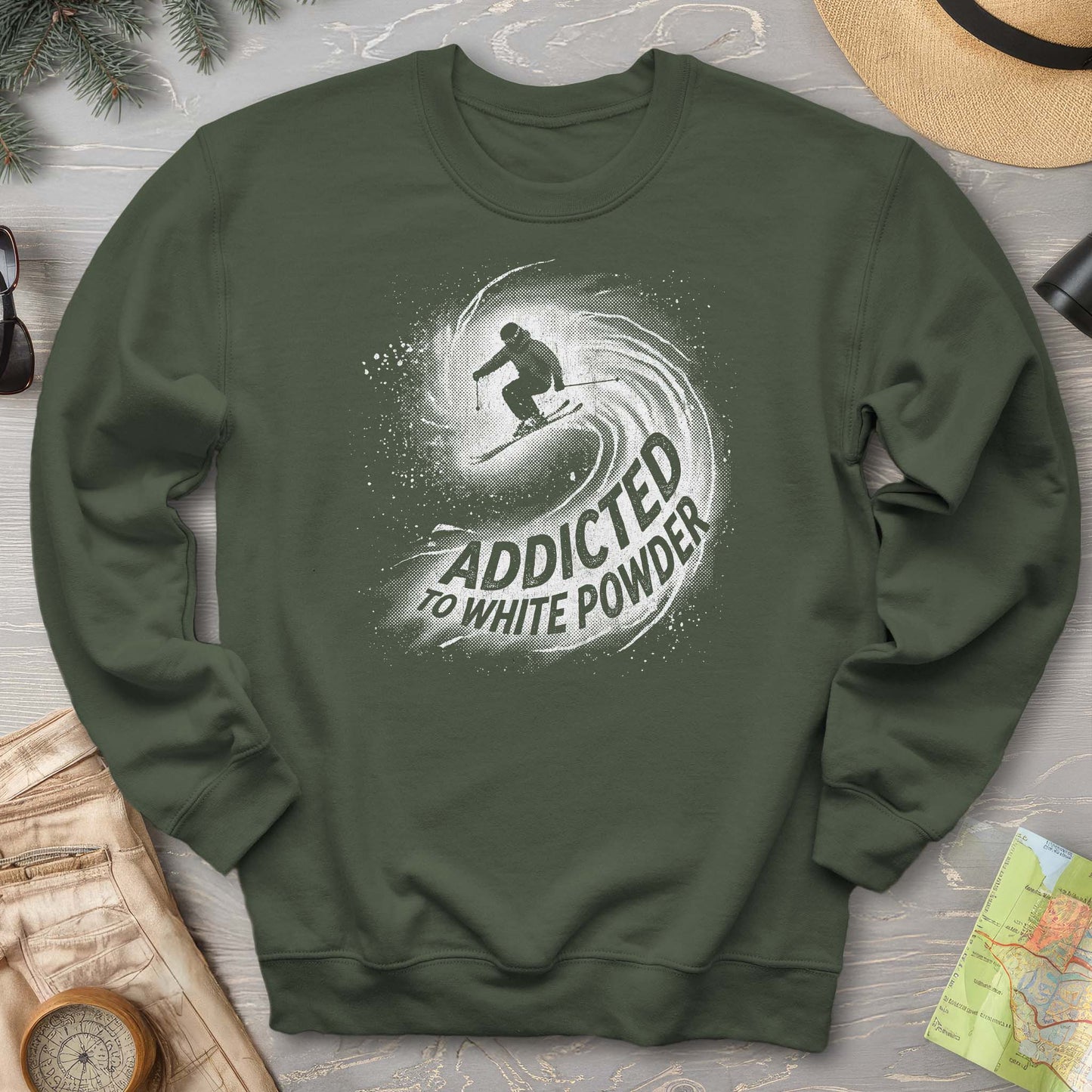 White Powder Skiing  Sweatshirt