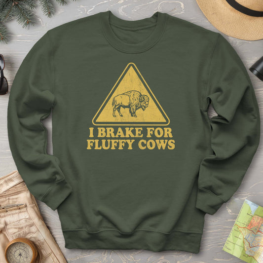 2026021701 Brake For Fluffy Cows Sign V01 - Gildan 18000 Sweatshirt