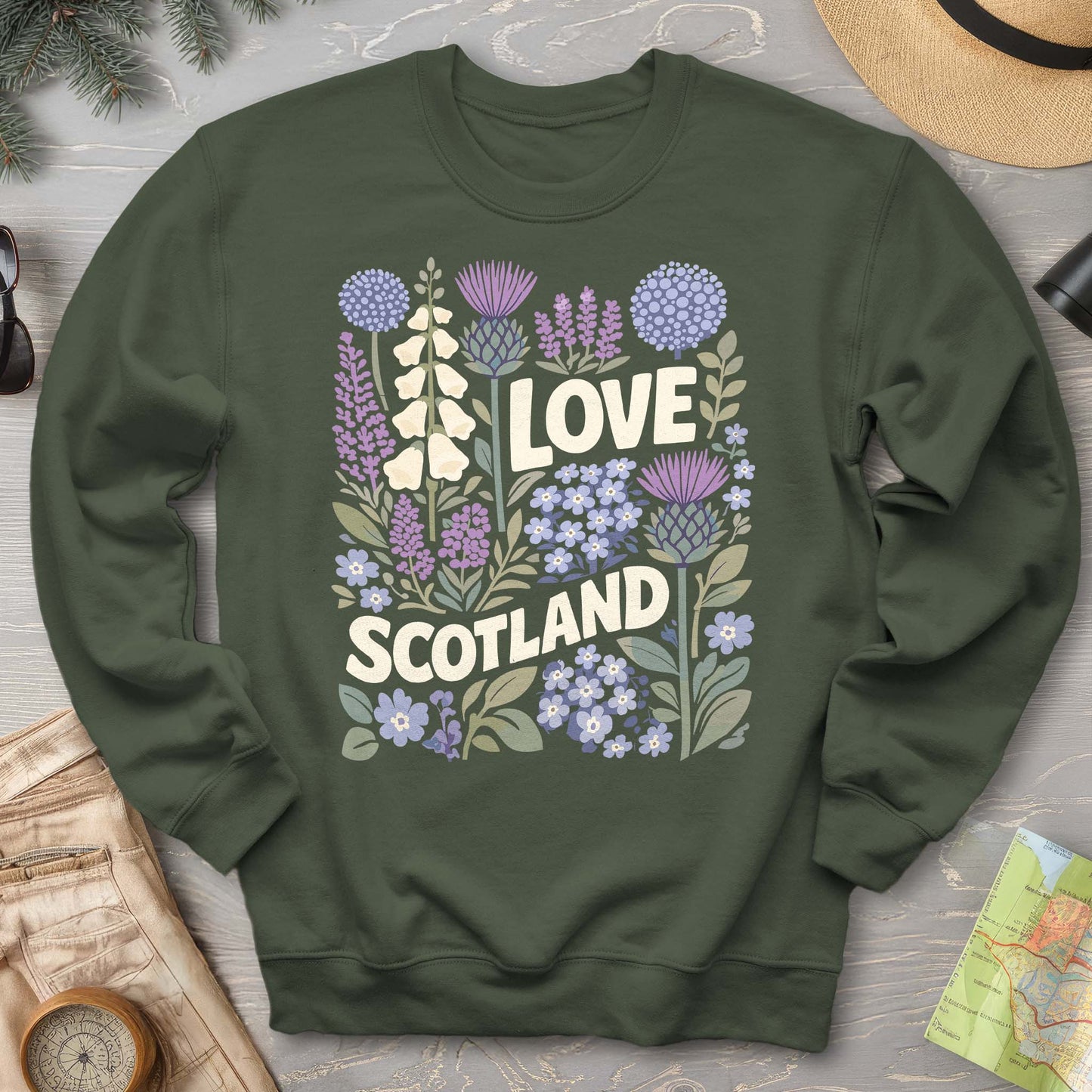 Love Scotland Flowers Sweatshirt