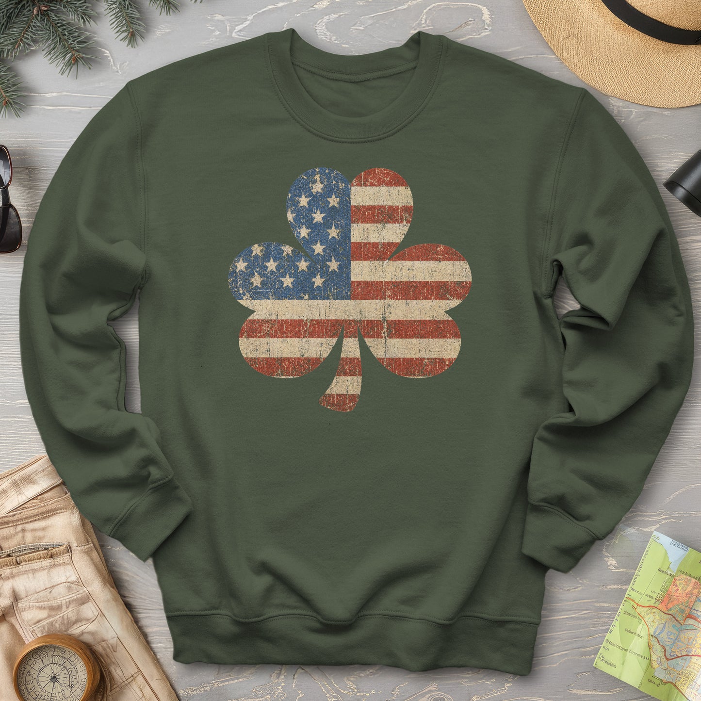 Vintage Flag Shamrock Sweatshirt