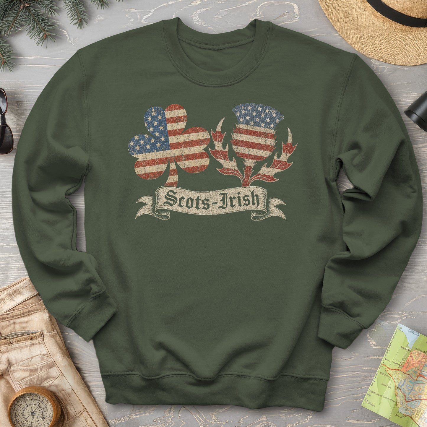 Scots-Irish Clover Thistle Flag Sweatshirt