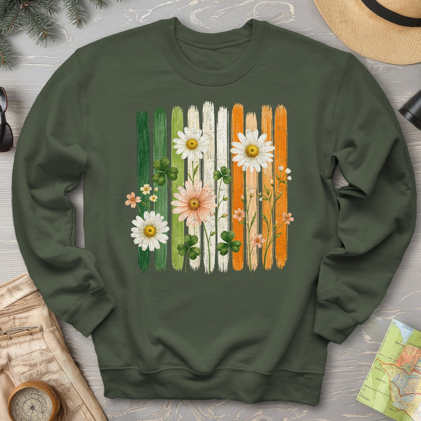 Irish Flower Stripes Sweatshirt