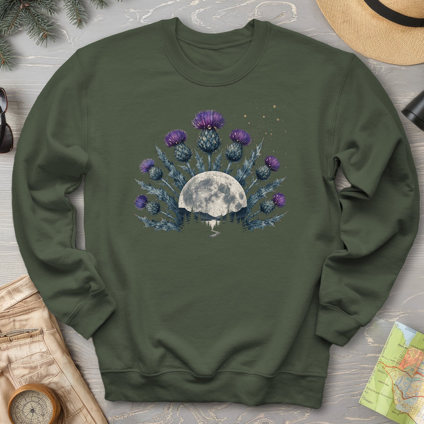 Moonlit Highland Thistles Sweatshirt