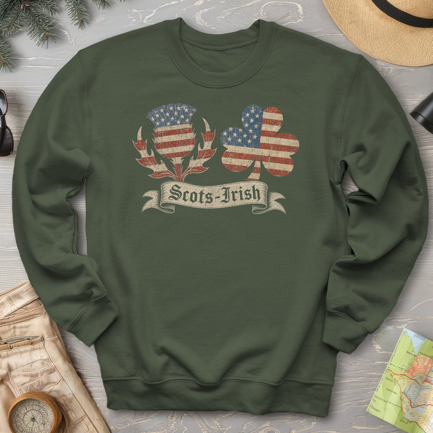 Scots-Irish Clover Thistle Flag Sweatshirt