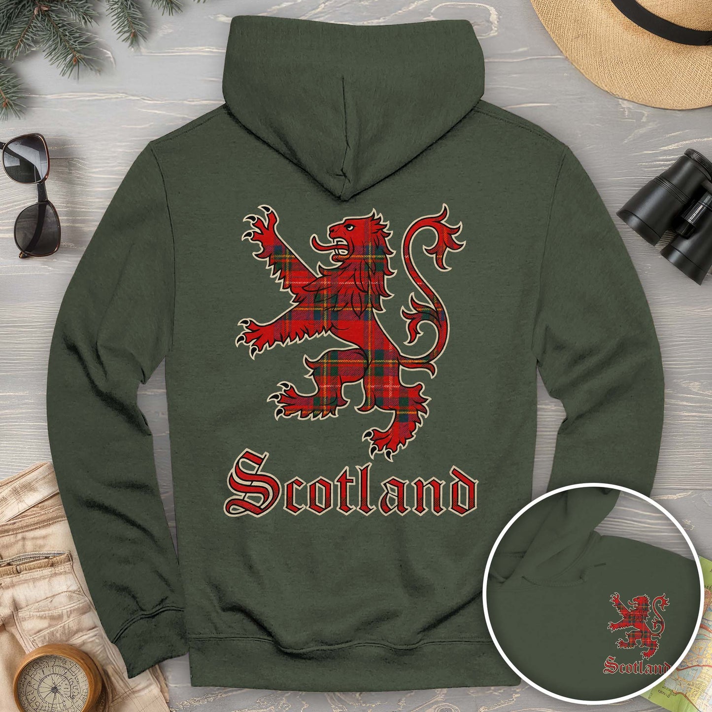 Scotland Tartan Lion Front/Back Print Hoodie