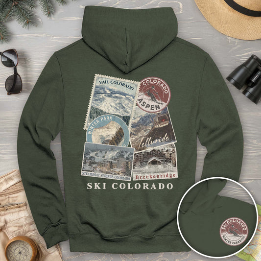 Colorado Vintage Ski Resorts Hoodie