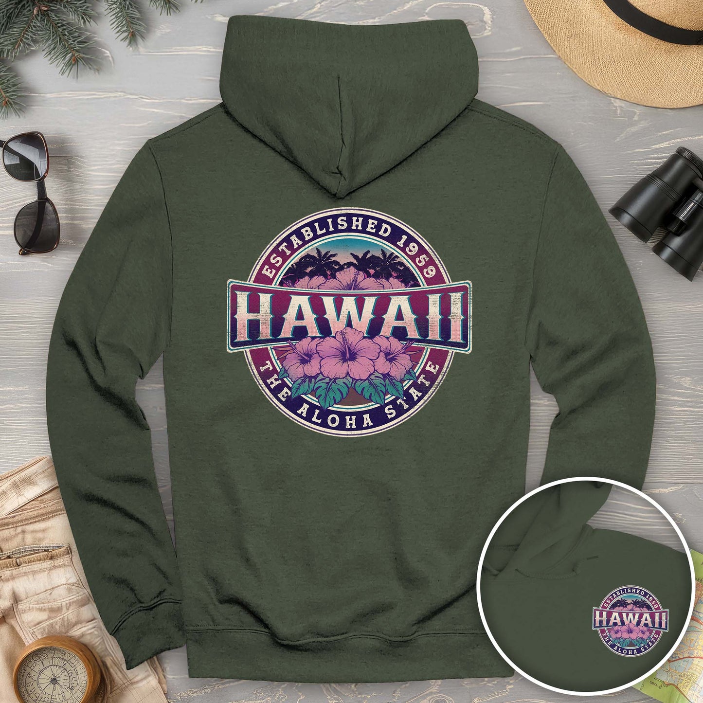 Hawaii Badge Front/Back Print Hoodie