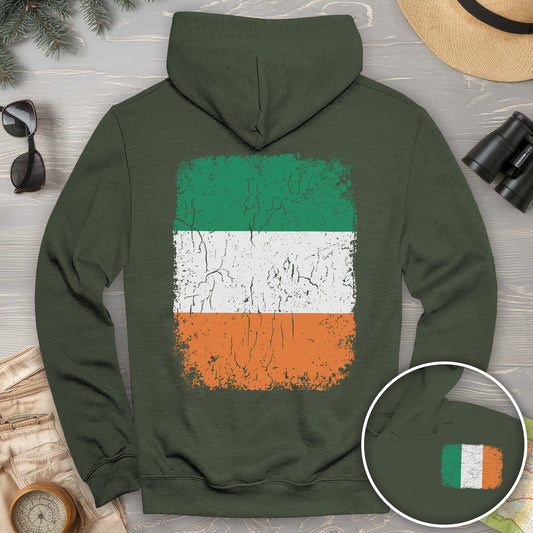Ireland Distressed Flag Front/Back Print Hoodie