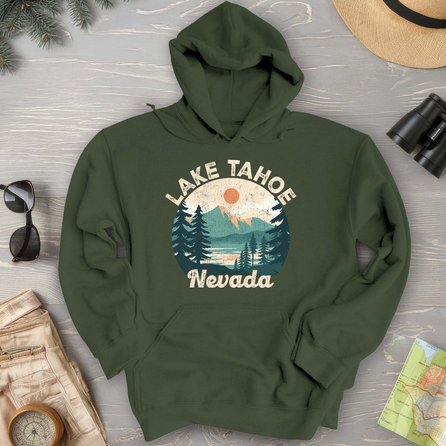 Lake Tahoe Nevada Vintage Circle Hoodie