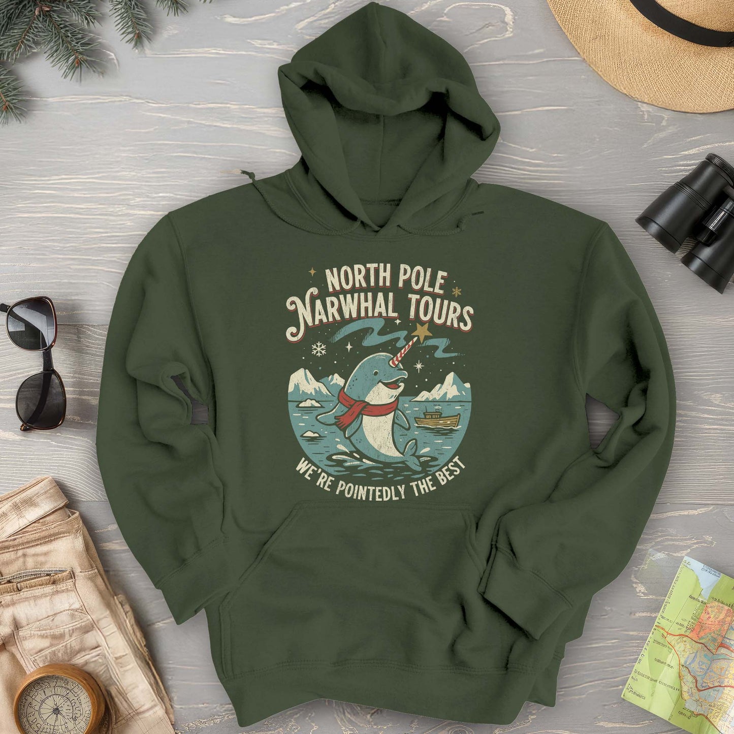 North Pole Narwhal Tours Hoodie