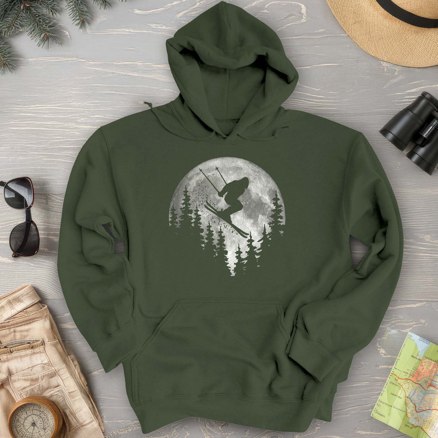 Bigfoot Ski Moon Hoodie