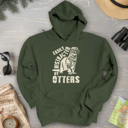 Easily Distracted By Otters Vintage Print Hoodie