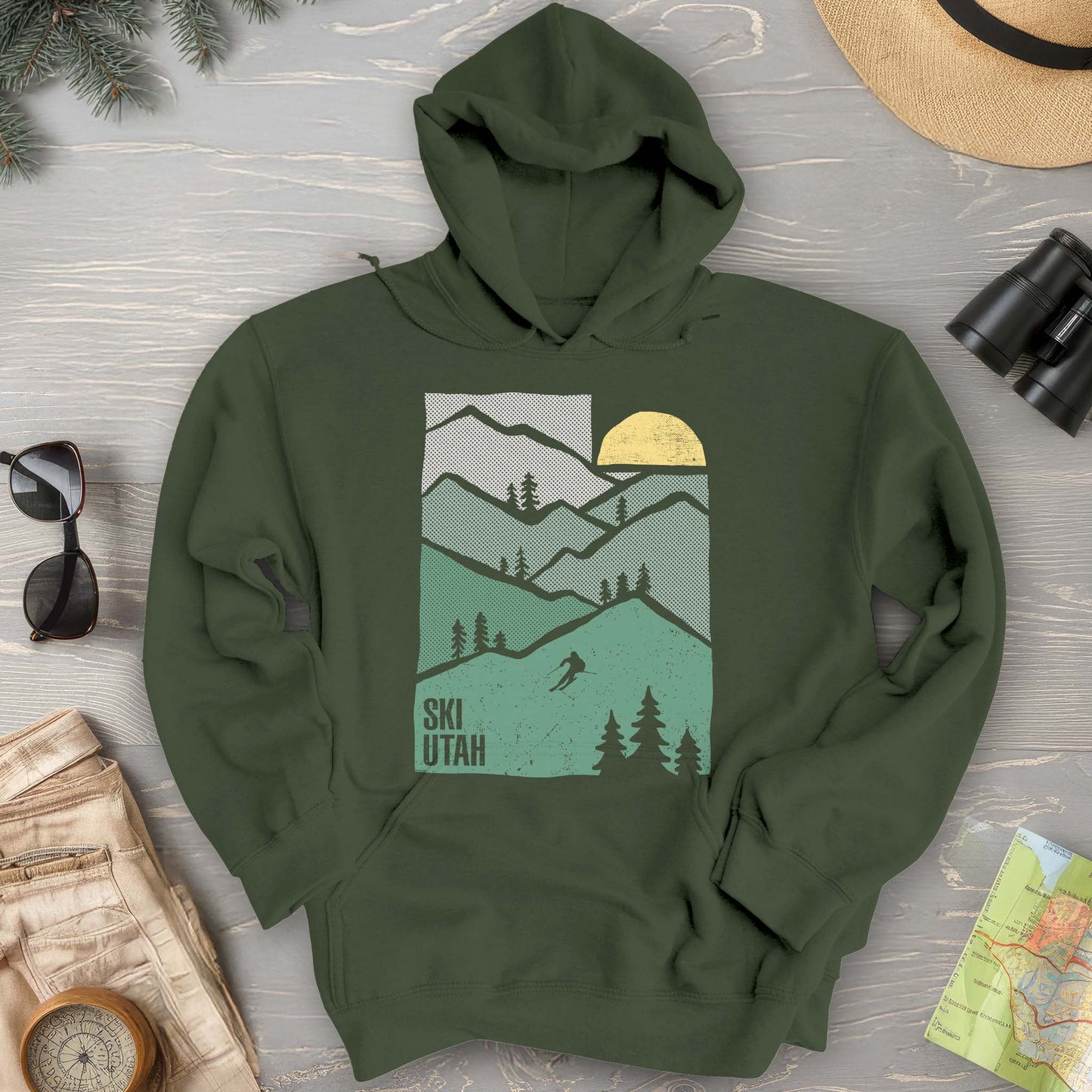 Ski Utah Mountains Hoodie