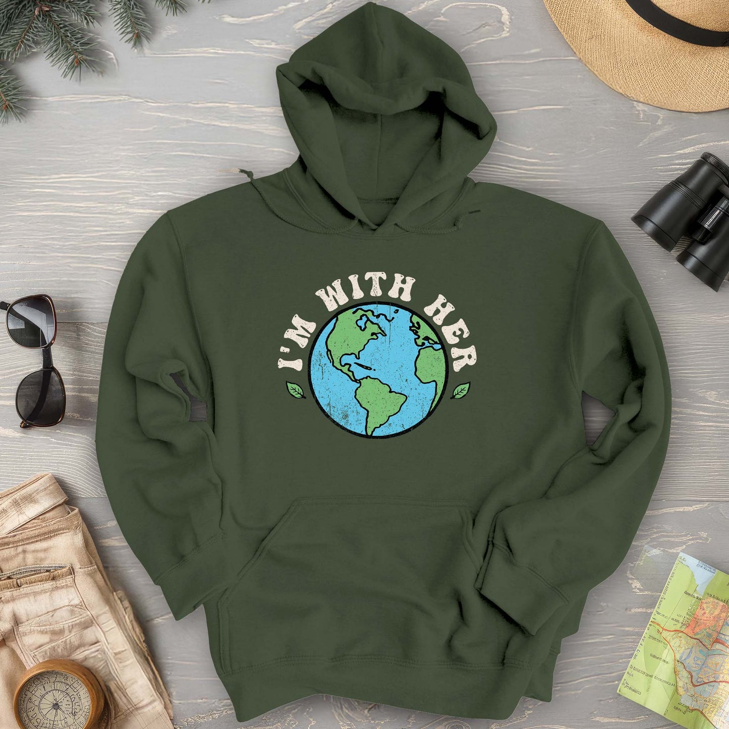 I'm With Her Earth Hoodie