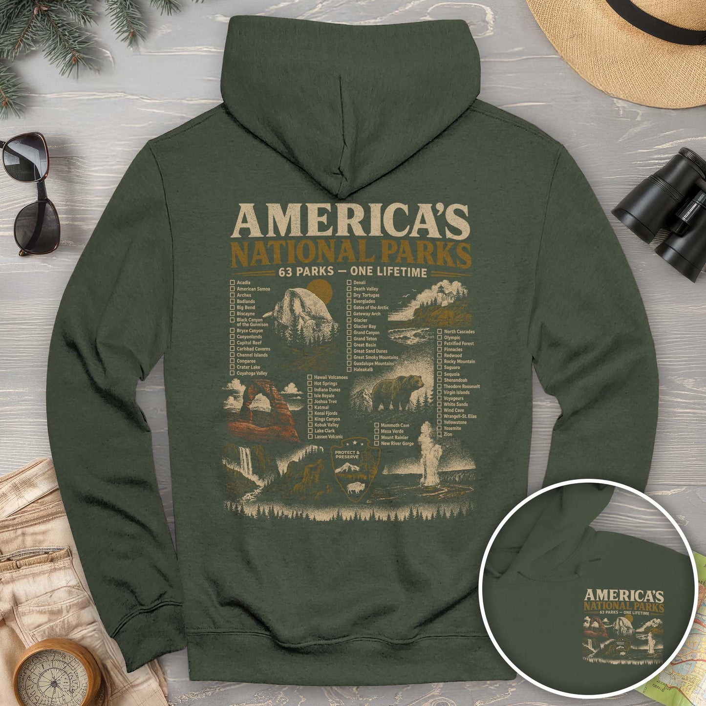 Vintage Parks Checklist Front/Back Print Hoodie