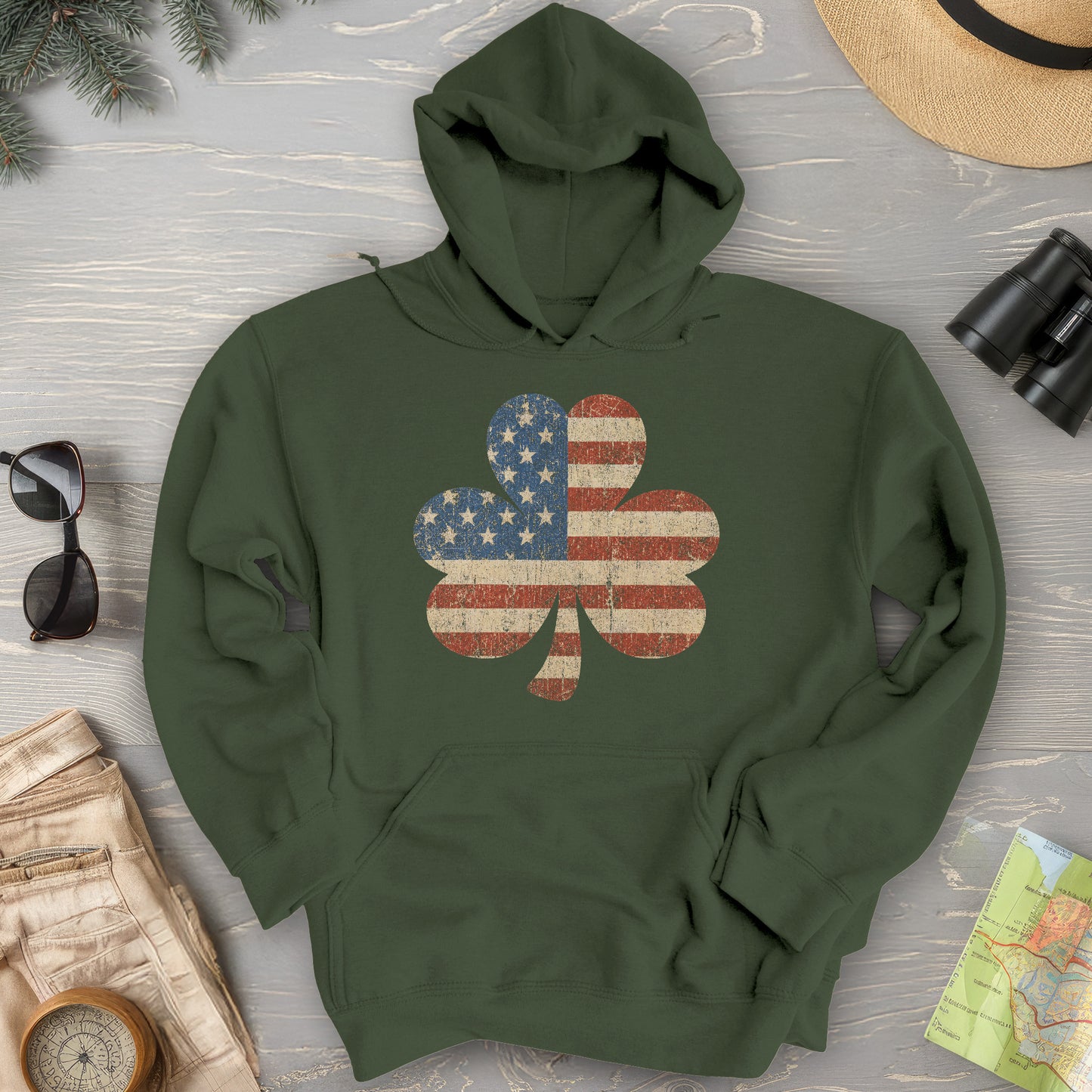 Vintage Flag Shamrock Hoodie