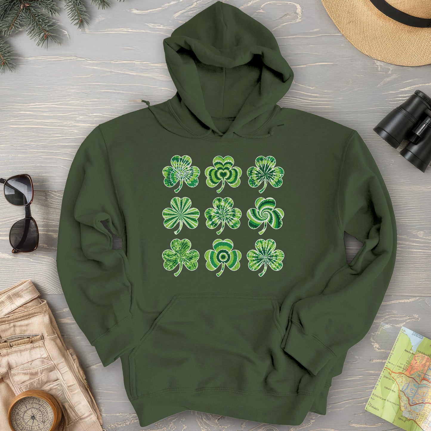 Tie-Dye Shamrocks Hoodie