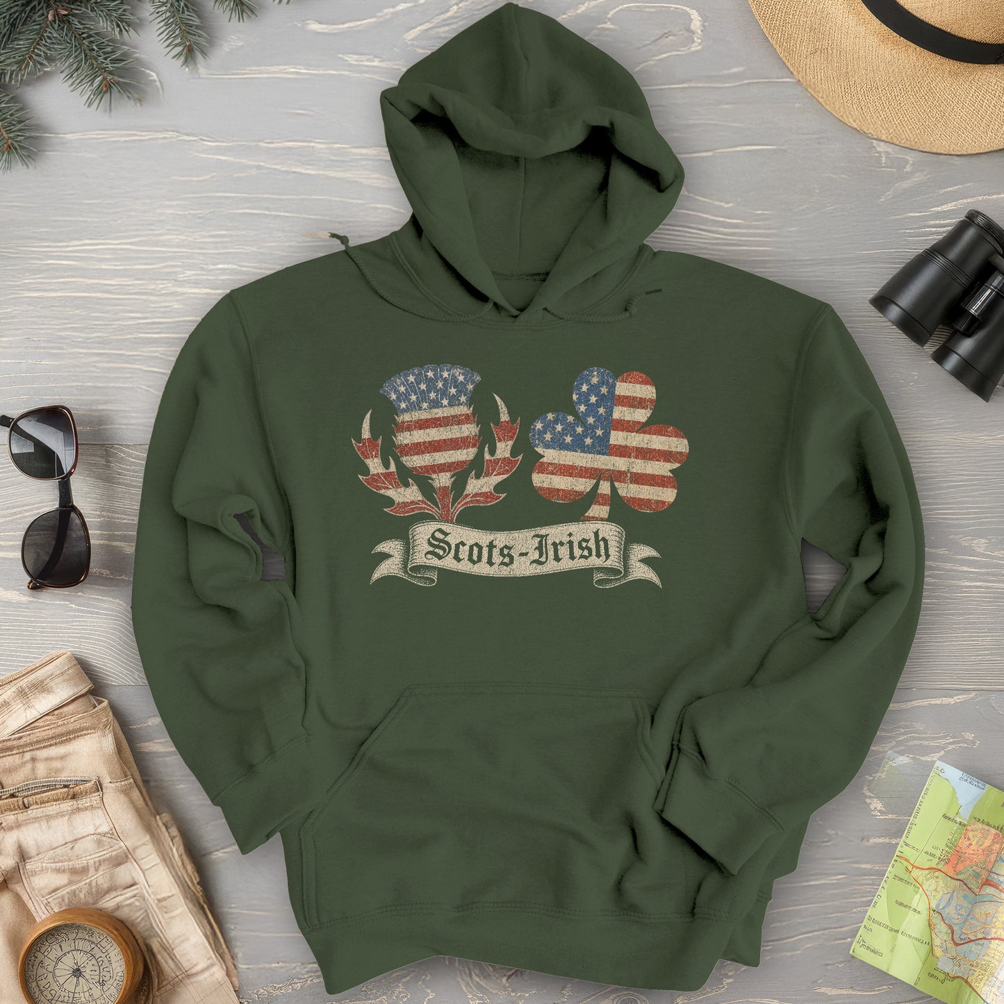 Scots-Irish Clover Thistle Flag Hoodie