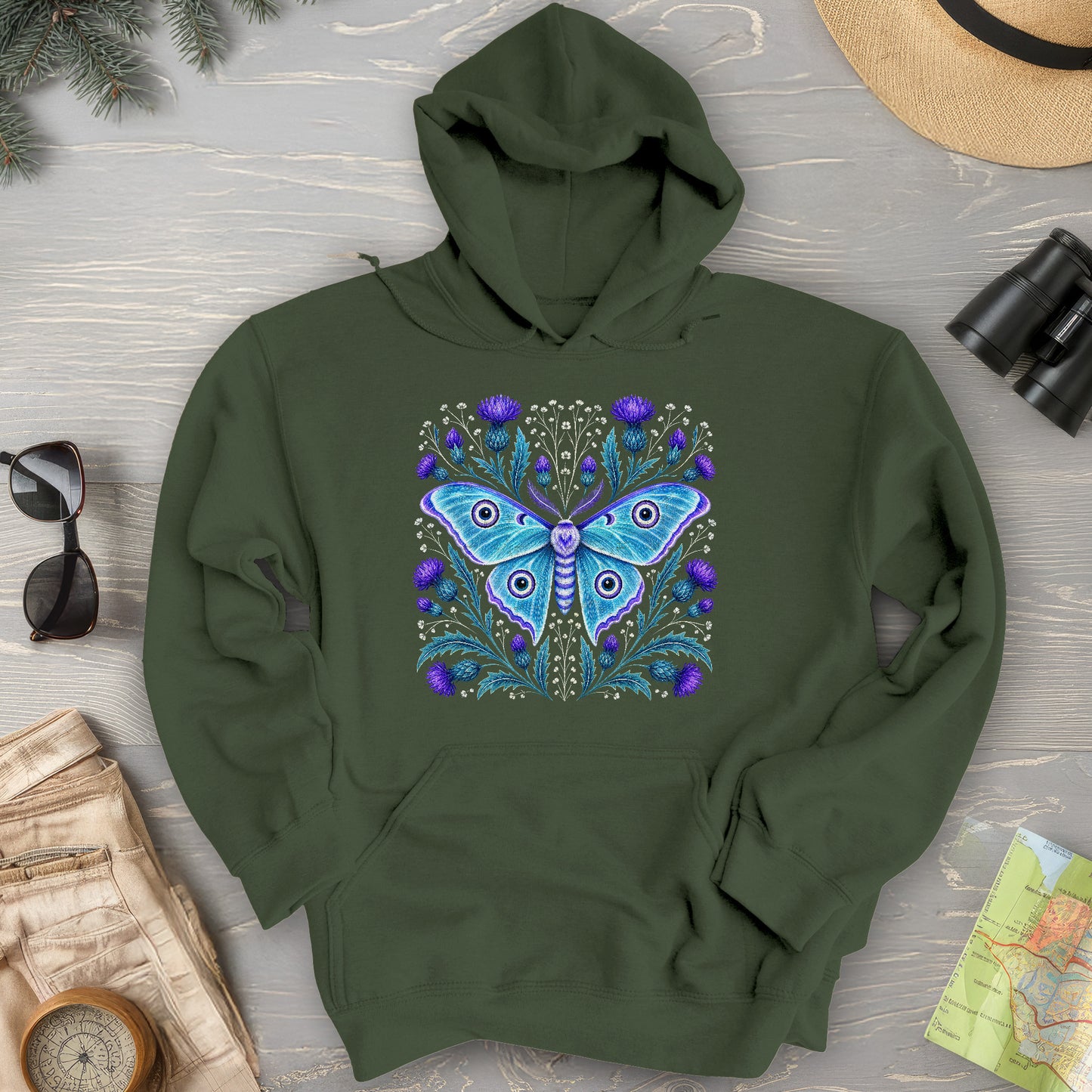 Emperor Moth Thistle Hoodie