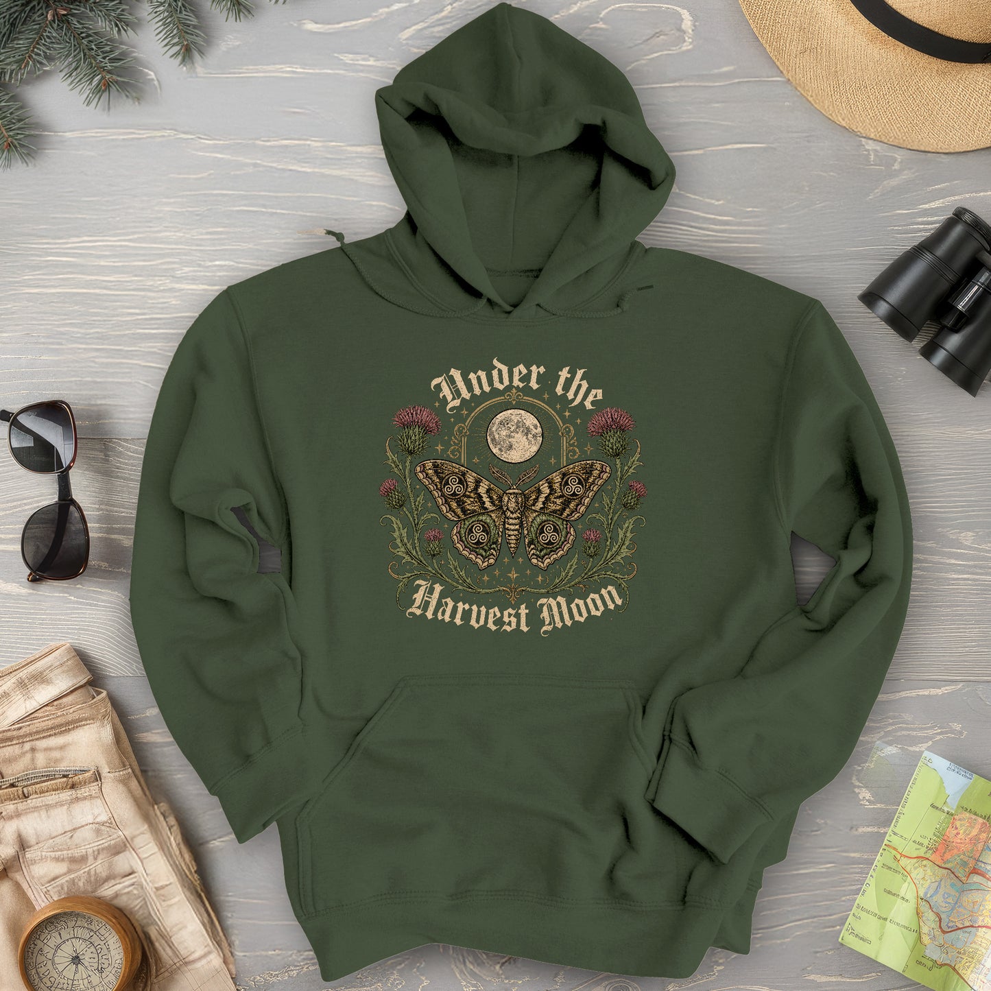 Gothic Harvest Moon Moth Hoodie