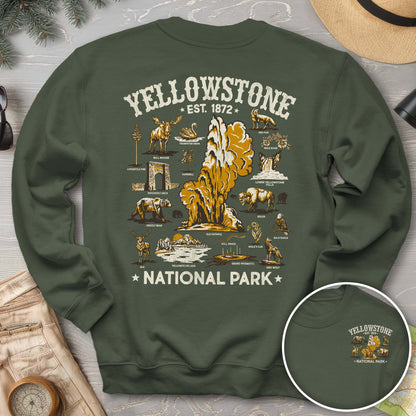 Yellowstone National Park Vintage Front/Back Print Sweatshirt