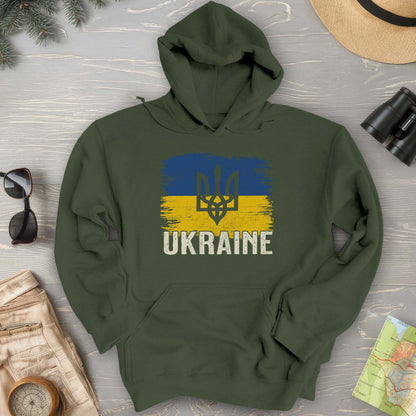 Ukraine Textured Trident Flag Hoodie