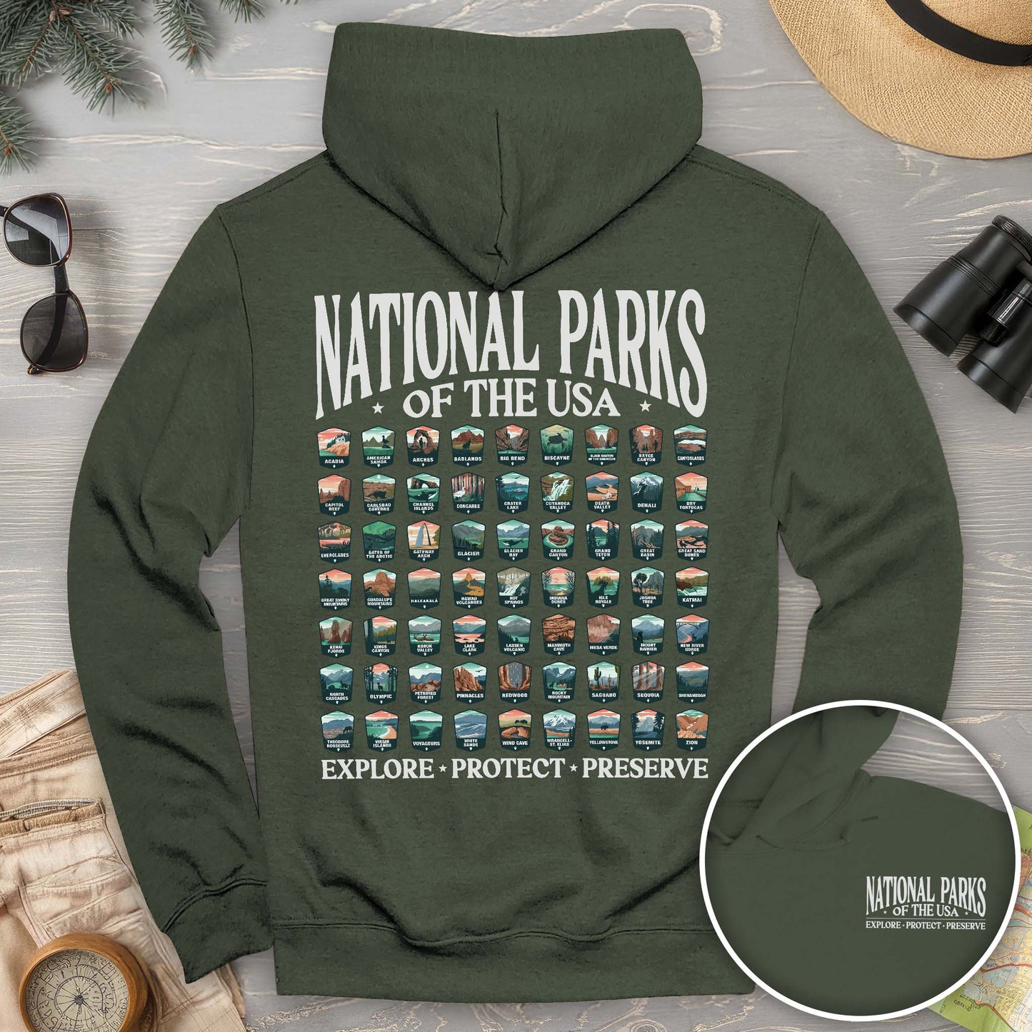 National Parks of the USA 63 Badges Hoodie