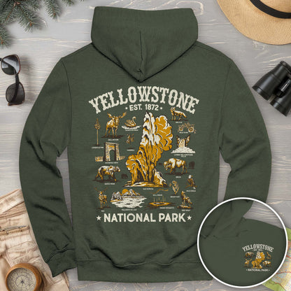 Yellowstone National Park Vintage Front/Back Print Hoodie
