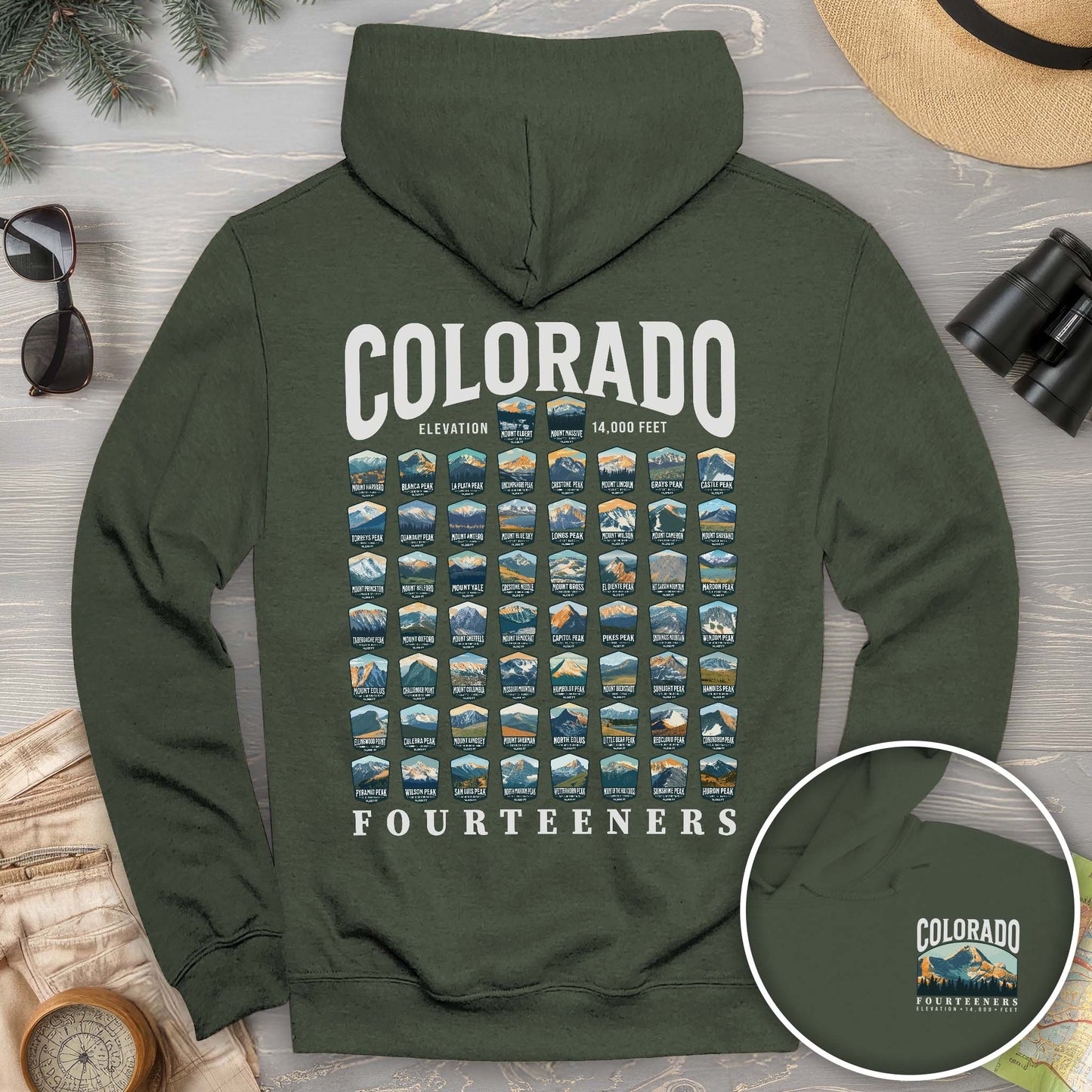 Colorado Fourteeners Front/Back Print Hoodie