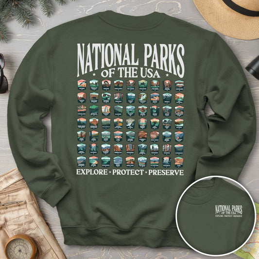 National Parks of the USA 63 Badges Crewneck Sweatshirt