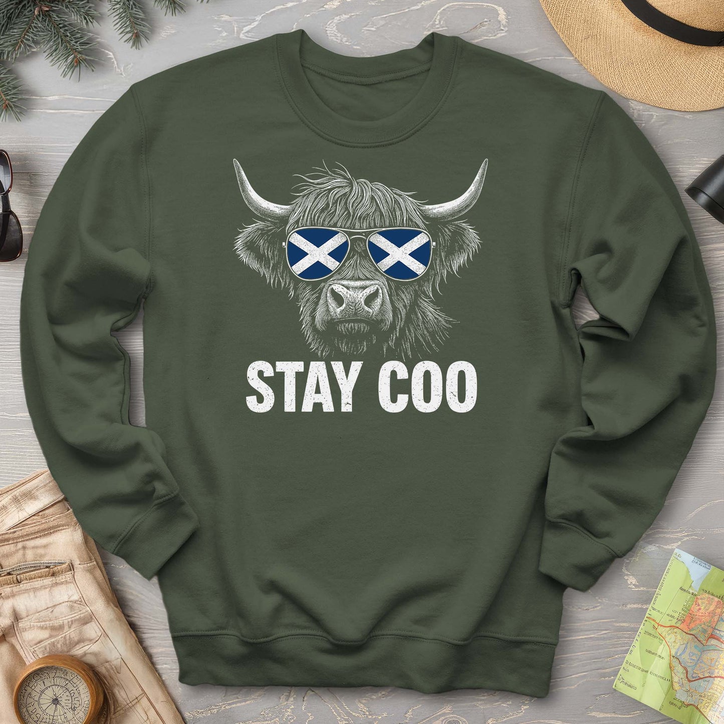 Stay Coo Highland Cow "Sunglasses" Sweatshirt
